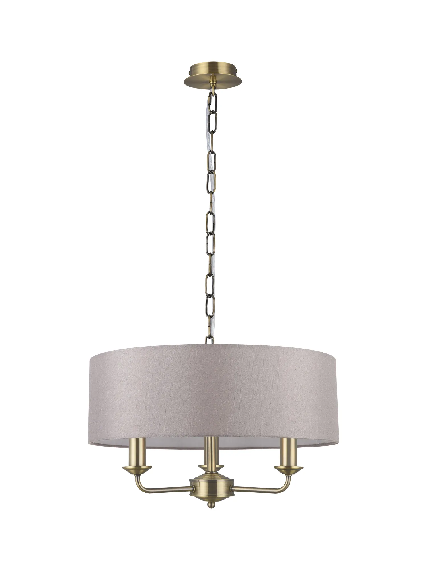 Banyan 45cm 3 Light Pendant Antique Brass; Grey DK0030  Deco Banyan AB GR